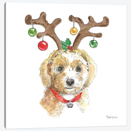 Holiday Paws VI on White Canvas Print #BEG137} by Beth Grove Canvas Wall Art