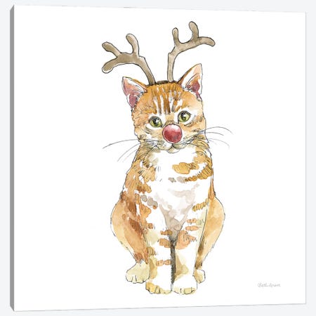 Christmas Kitties III Square Canvas Print #BEG145} by Beth Grove Canvas Print