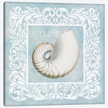 Sandy Shells Blue on Blue Nautilus Canvas Print #BEG146} by Beth Grove Art Print