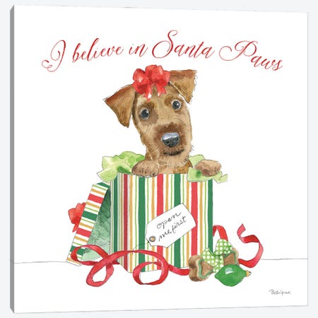 Holiday Paws II on White Canvas Print #BEG180} by Beth Grove Canvas Wall Art