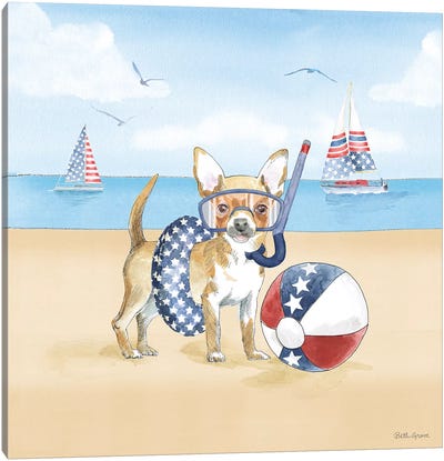 Summer Paws Patriotic II Canvas Art Print - Beth Grove