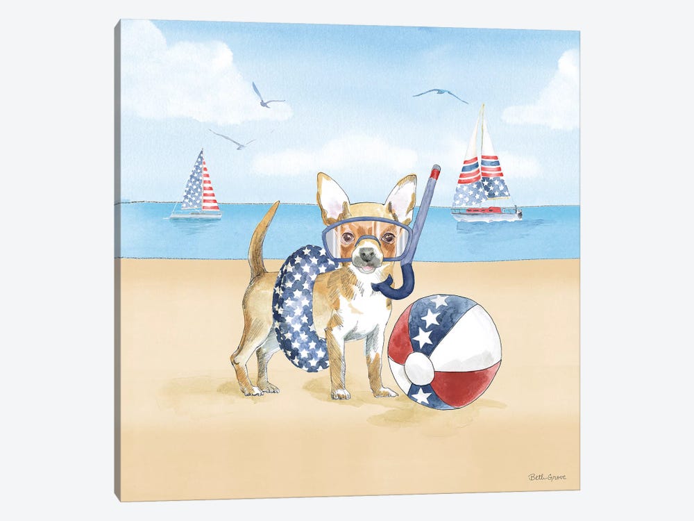 Summer Paws Patriotic II by Beth Grove 1-piece Canvas Print