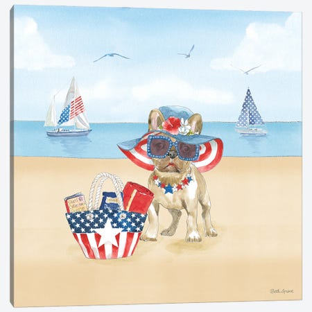 Summer Paws Patriotic IV Canvas Print #BEG187} by Beth Grove Canvas Print