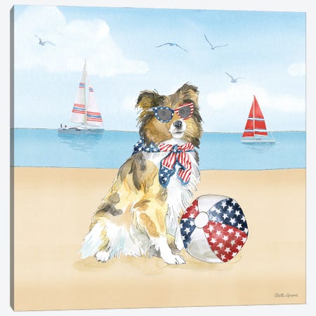 Summer Paws Patriotic V Canvas Print #BEG188} by Beth Grove Canvas Artwork