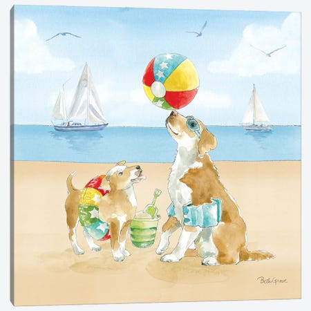 Summer Fun at the Beach II Canvas Print #BEG242} by Beth Grove Canvas Art Print