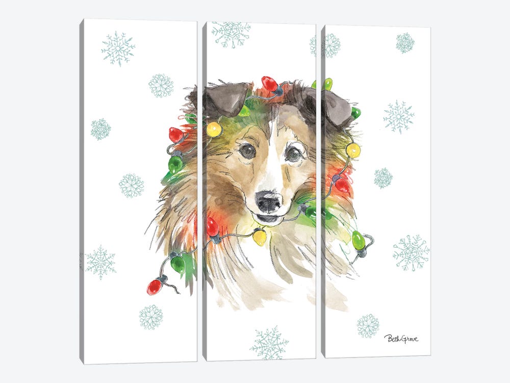 Holiday Paws IX by Beth Grove 3-piece Canvas Art Print