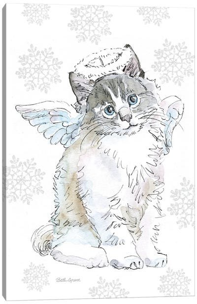 Christmas Kitties I Snowflakes Canvas Art Print - Traditional Tidings