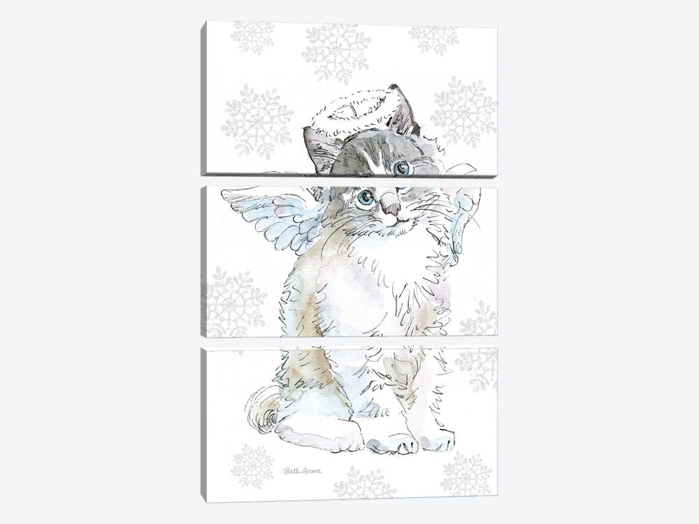 Christmas Kitties I Snowflakes by Beth Grove 3-piece Canvas Art Print
