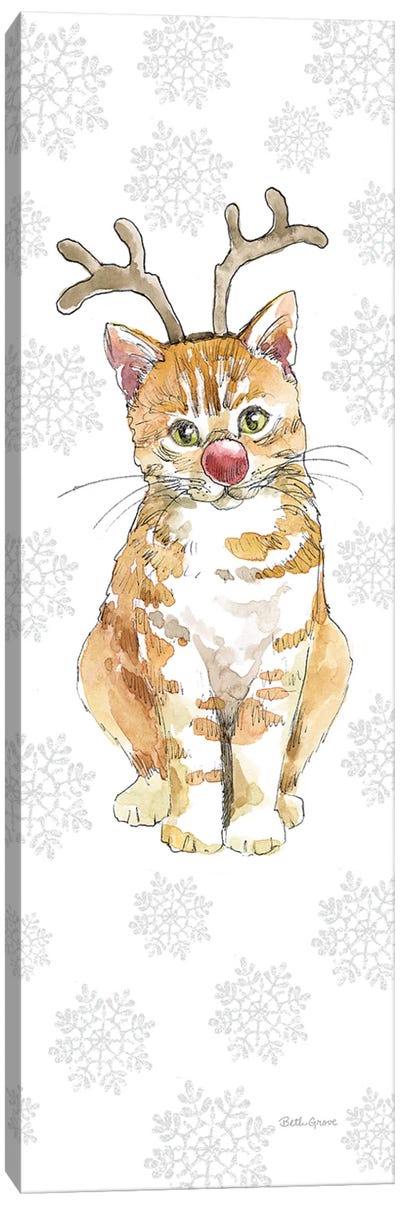 Christmas Kitties III Snowflakes Canvas Art Print