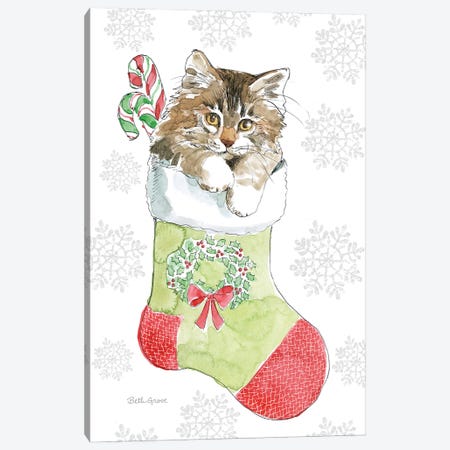 Christmas Kitties IV Snowflakes Canvas Print #BEG36} by Beth Grove Canvas Wall Art