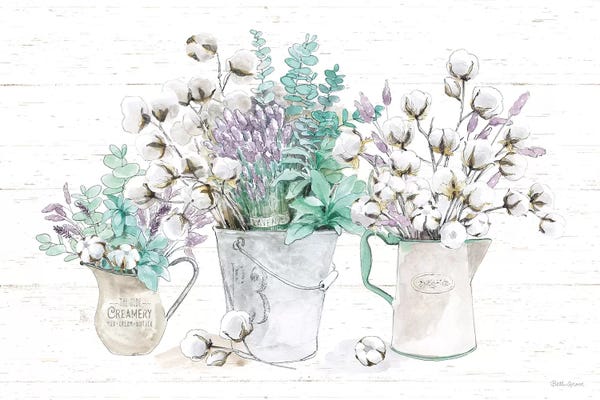 Pottery Still Life: Farmhouse Cotton I by Beth Grove