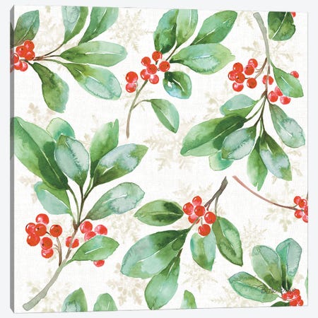 Holiday Flora Pattern VA Canvas Print #BEG74} by Beth Grove Canvas Artwork