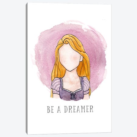 Be A Dreamer Like Rapunzel Canvas Print #BEY12} by Bright Eyes Art & Design Canvas Print