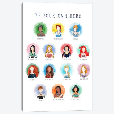 Be Your Own Hero - Princess Edition Canvas Print #BEY15} by Bright Eyes Art & Design Canvas Art