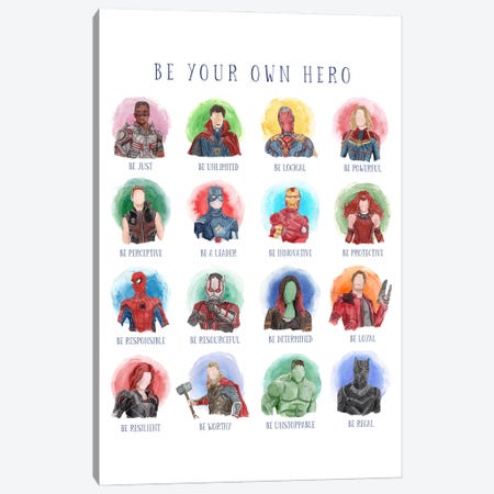 Be Your Own Hero - Superhero Edition Canvas Print #BEY16} by Bright Eyes Art & Design Canvas Artwork