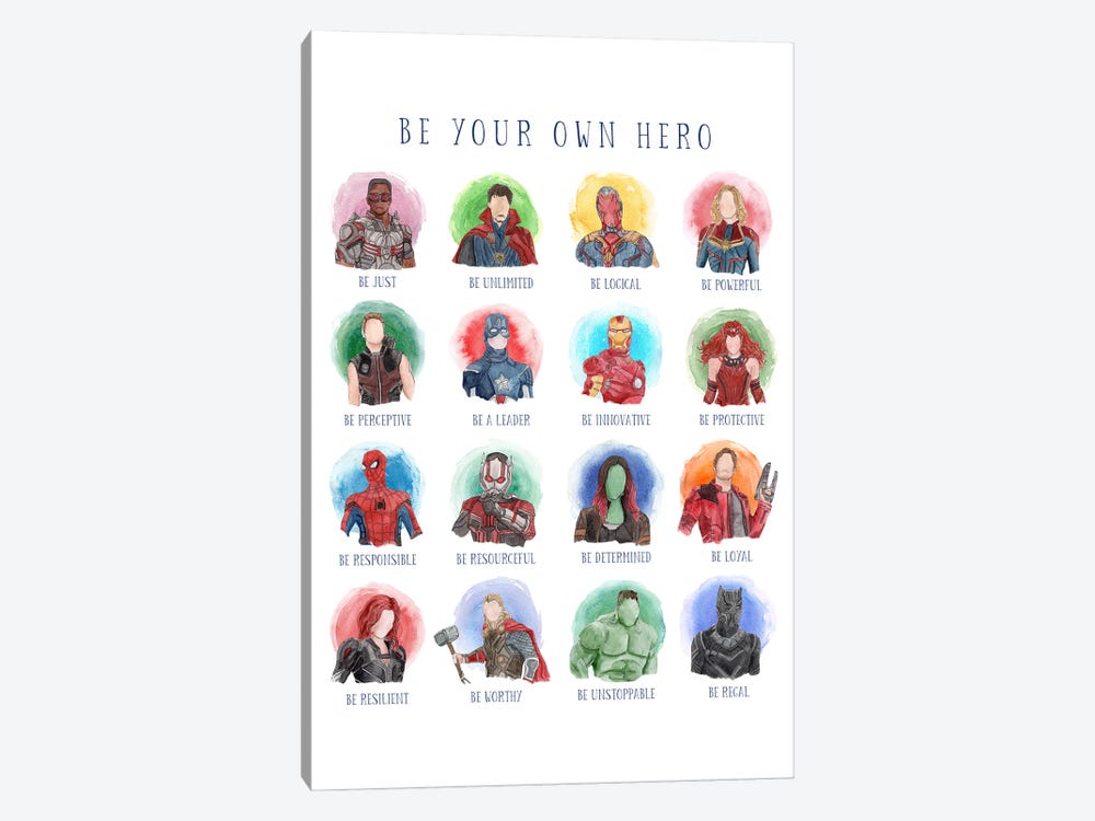 Be Your Own Hero - Superhero Edition by Bright Eyes Art & Design 1-piece Canvas Wall Art