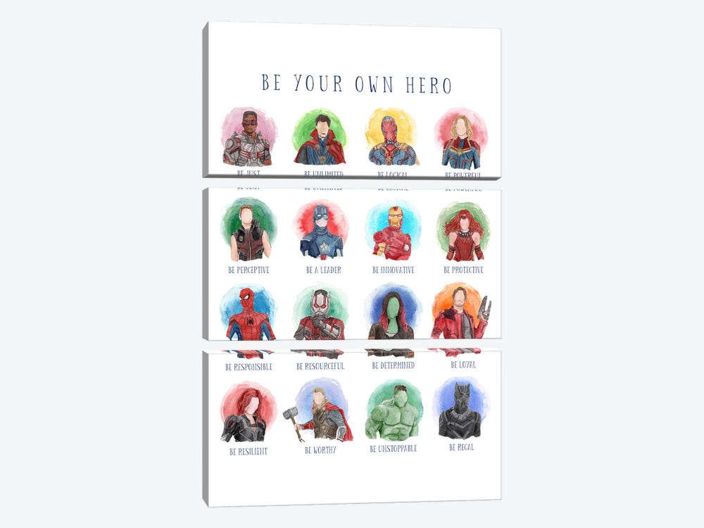Be Your Own Hero - Superhero Edition by Bright Eyes Art & Design 3-piece Canvas Wall Art