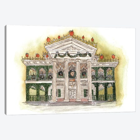 Home For The Haunted Holidays; Haunted Mansion Canvas Print #BEY18} by Bright Eyes Art & Design Art Print