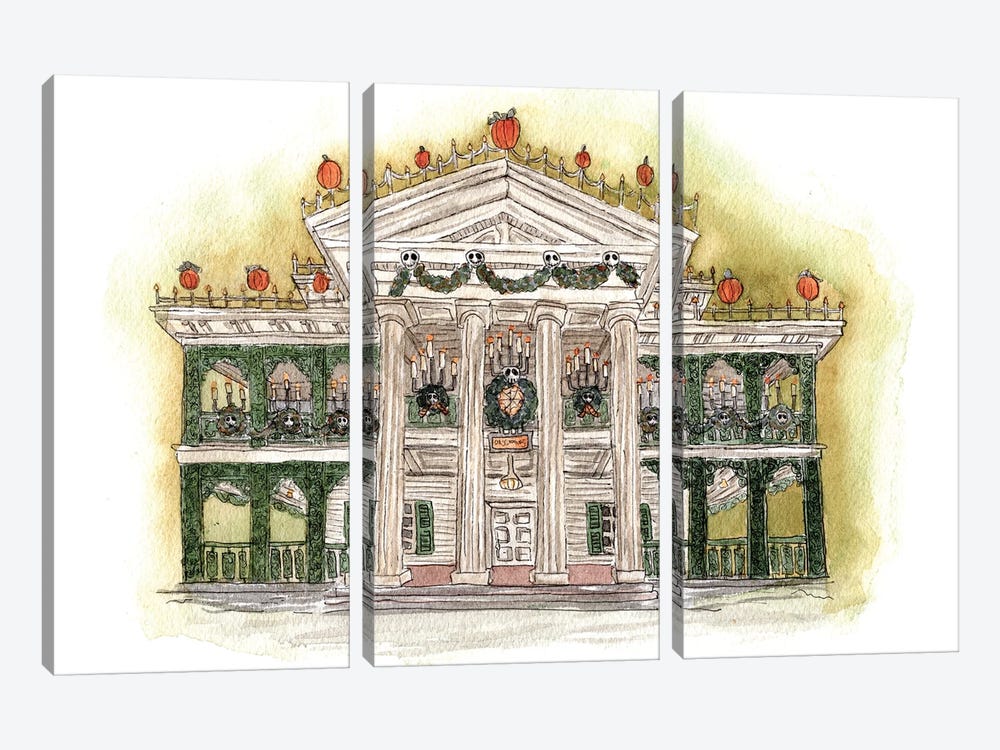 Home For The Haunted Holidays; Haunted Mansion by Bright Eyes Art & Design 3-piece Canvas Artwork