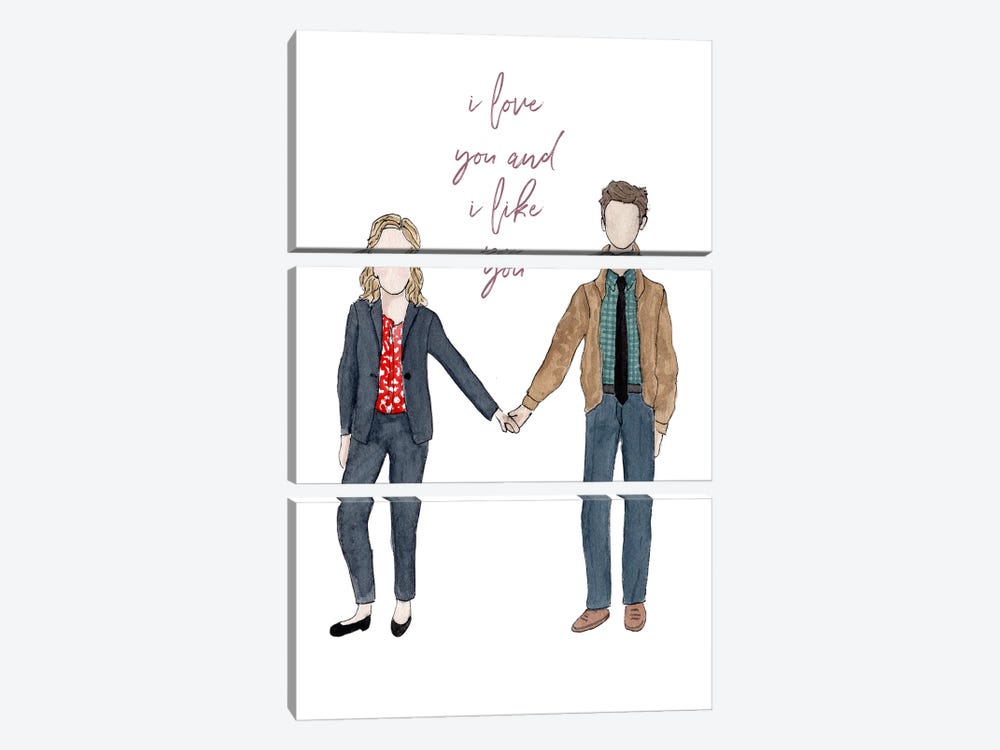 Parks And Rec - I Love You And I Like You by Bright Eyes Art & Design 3-piece Canvas Print