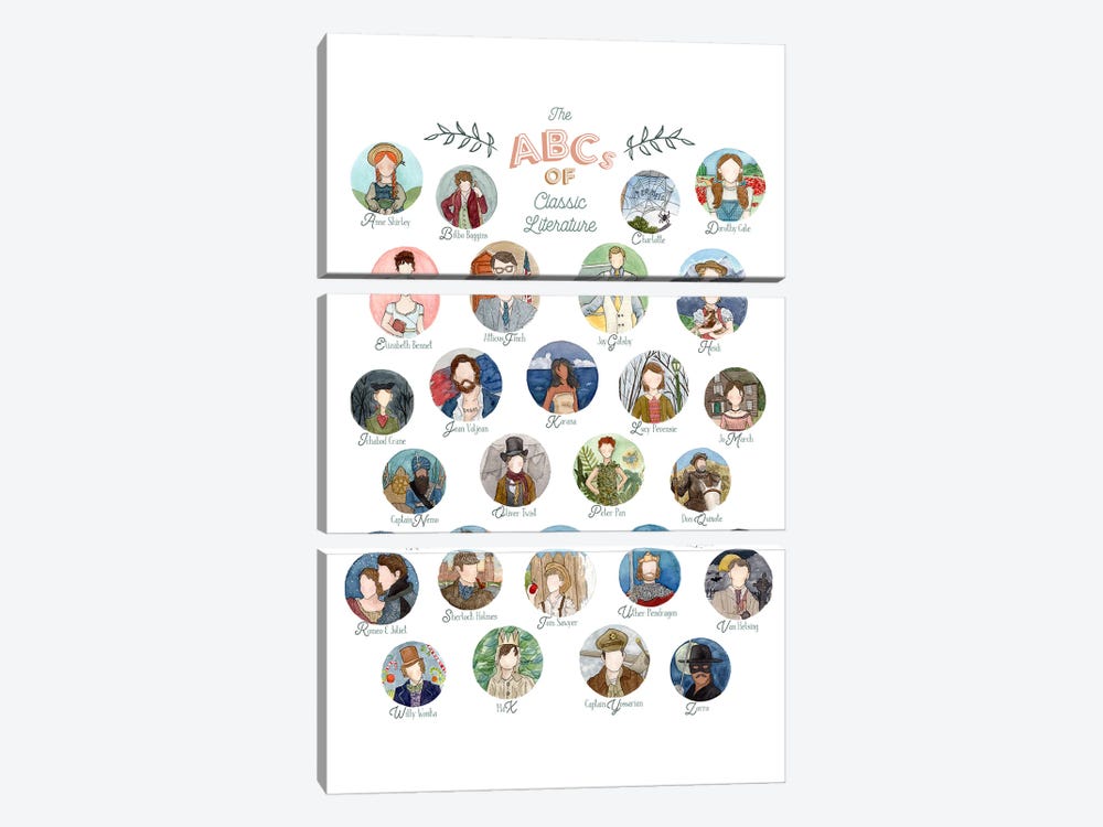 The ABC's Of Classic Literature by Bright Eyes Art & Design 3-piece Canvas Wall Art