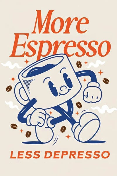 Funny Coffee Art by Bona Fidesa framed canvas print