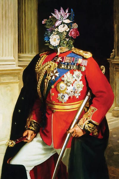 Flower-Headed Soldier Portrait II by Bona Fidesa art print