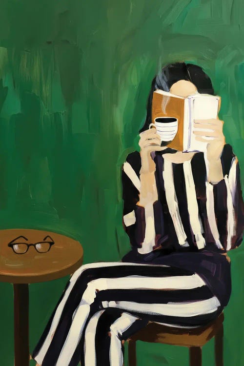 Woman Reading Book With Coffee