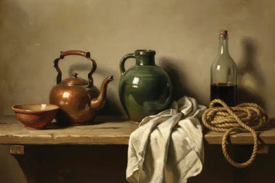 Vintage Kitchen Still Life Copper Kettle by Bona Fidesa canvas print