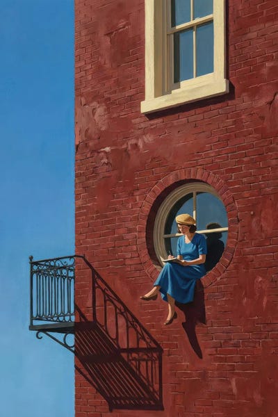 Woman Window Reading by Bona Fidesa canvas print