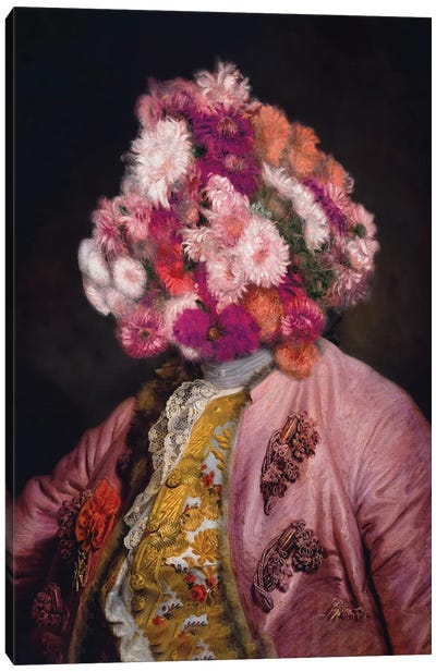 Flower-Headed Noble Portrait Canvas Art Print - Regal Revival