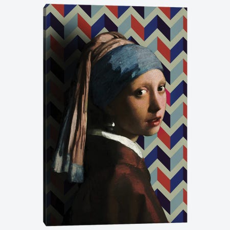 Girl With Pearl Earrings Collage Canvas Print #BFD154} by Bona Fidesa Canvas Art