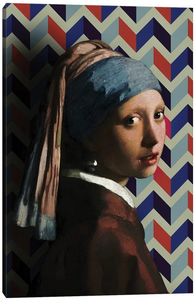 Girl With Pearl Earrings Collage Canvas Art Print - Girl with a Pearl Earring Reimagined