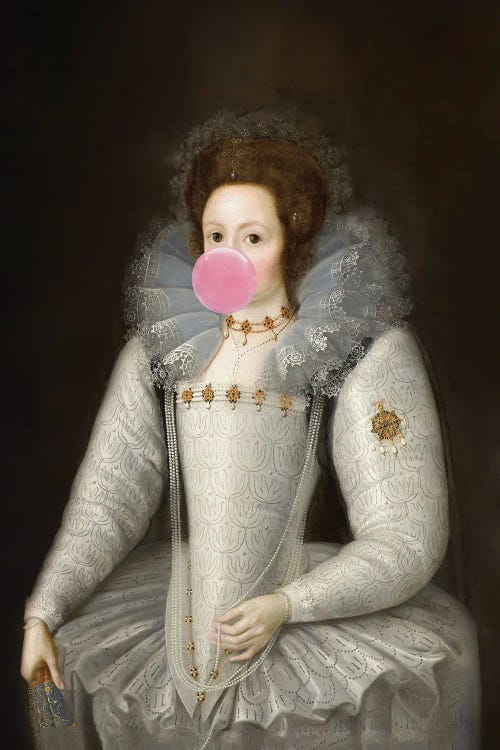 Woman Portrait With Bubblegum V by Bona Fidesa wall art