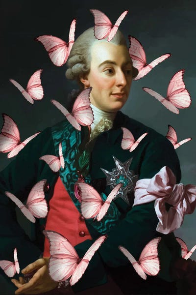 Nobleman Portrait Butterfly Collage XX by Bona Fidesa multi panel art
