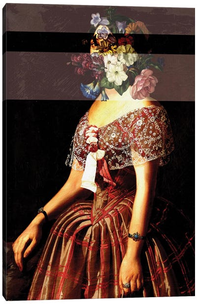 Flower Headed Chic Woman Canvas Art Print - Regal Revival