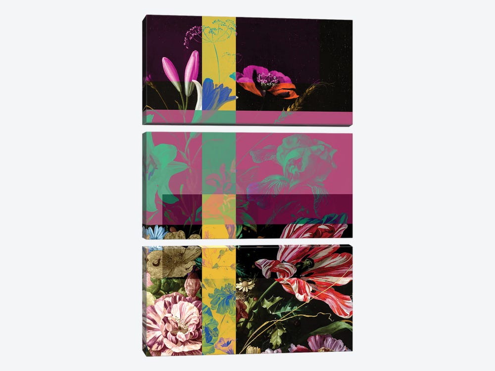 Colorful Flower Collage by Bona Fidesa 3-piece Canvas Print