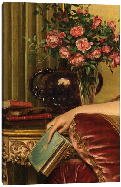 Seated Reader Woman Canvas Art Print - Book Art