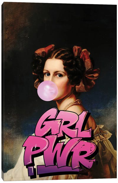 Girl Power Canvas Art Print - Bubble Gum