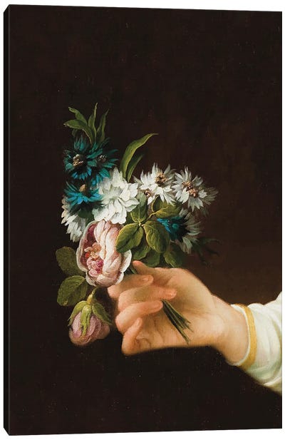 Hand Holding Flower - Vintage Detail Painting Canvas Art Print - Bona Fidesa