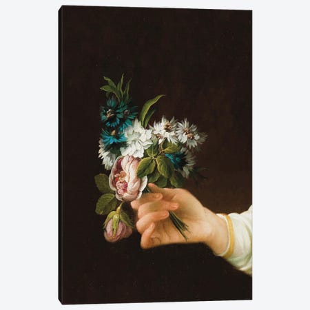 Hand Holding Flower - Vintage Detail Painting Canvas Print #BFD39} by Bona Fidesa Canvas Wall Art