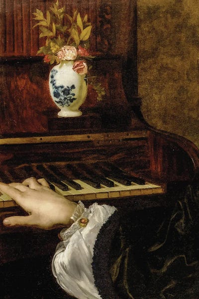 Pittura di dettaglio vintage - Mano sul pianofortePittura di dettaglio vintage - Mano sul pianoforte  