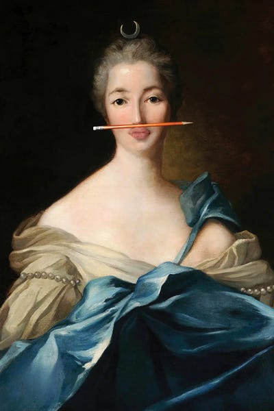 Pen On Orange Lips Portrait by Bona Fidesa art print