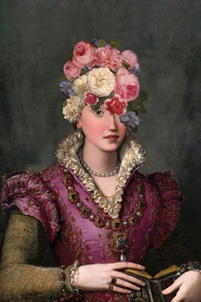 Colorful Flower Head Woman by Bona Fidesa canvas print