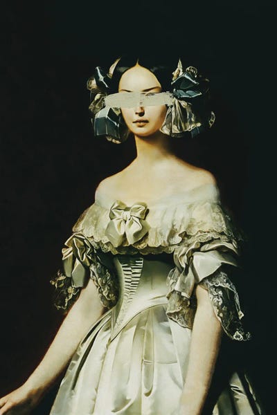 Chic Woman Altered Portrait by Bona Fidesa framed canvas print