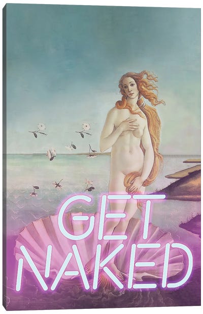 Get Naked Neon Canvas Art Print - The Birth of Venus Reimagined