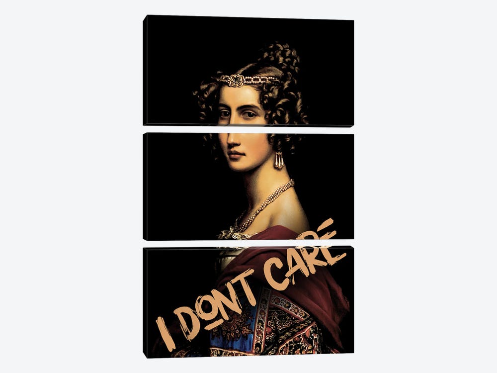 I Don't Care Beautiful Woman by Bona Fidesa 3-piece Art Print