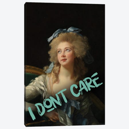 I Don't Care Vintage Quote Collage Canvas Print #BFD447} by Bona Fidesa Canvas Artwork