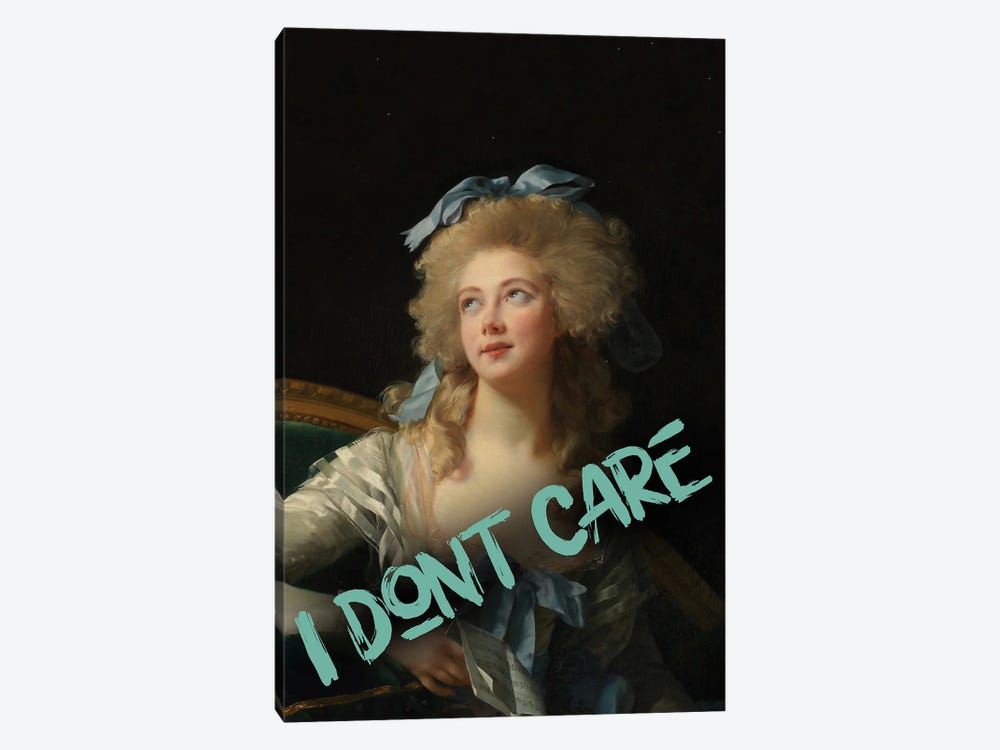 I Don't Care Vintage Quote Collage by Bona Fidesa 1-piece Canvas Art Print