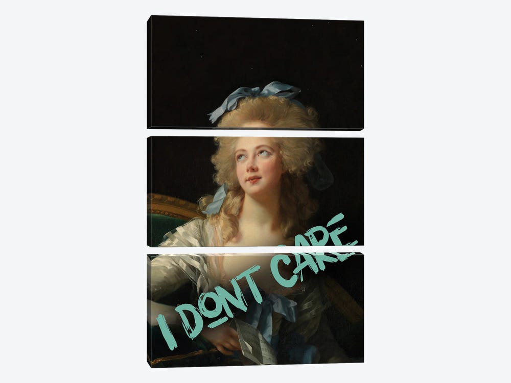 I Don't Care Vintage Quote Collage by Bona Fidesa 3-piece Canvas Print
